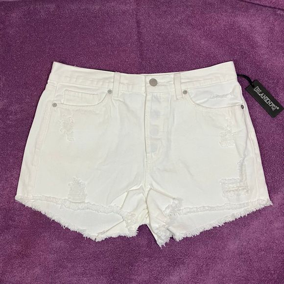 Blank NYC Pants - Blank NYC White Distressed Denim Shorts